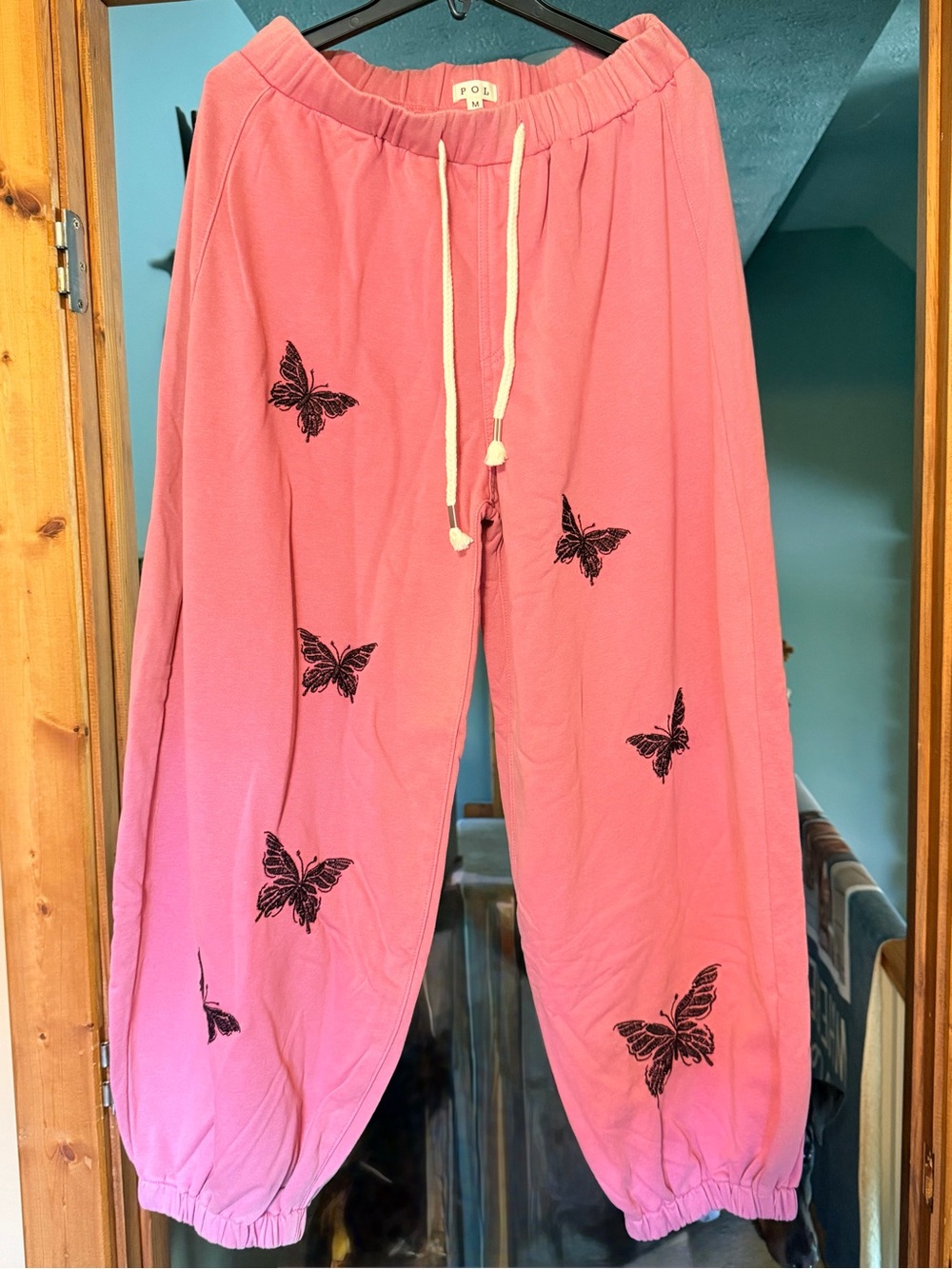 NWOT POL Butterfly Print Pink Jogger Bottoms